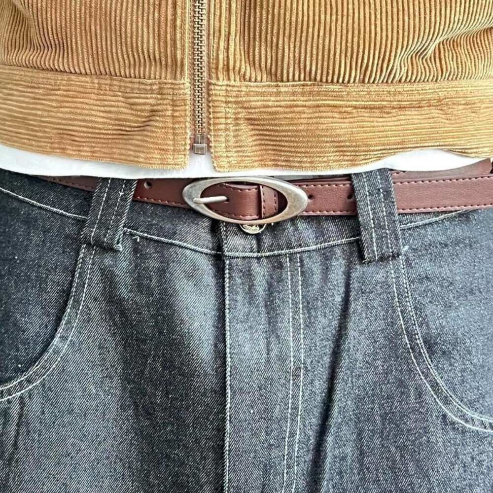 vintage brown american western simple designer oval belt - Picture 6 of 7